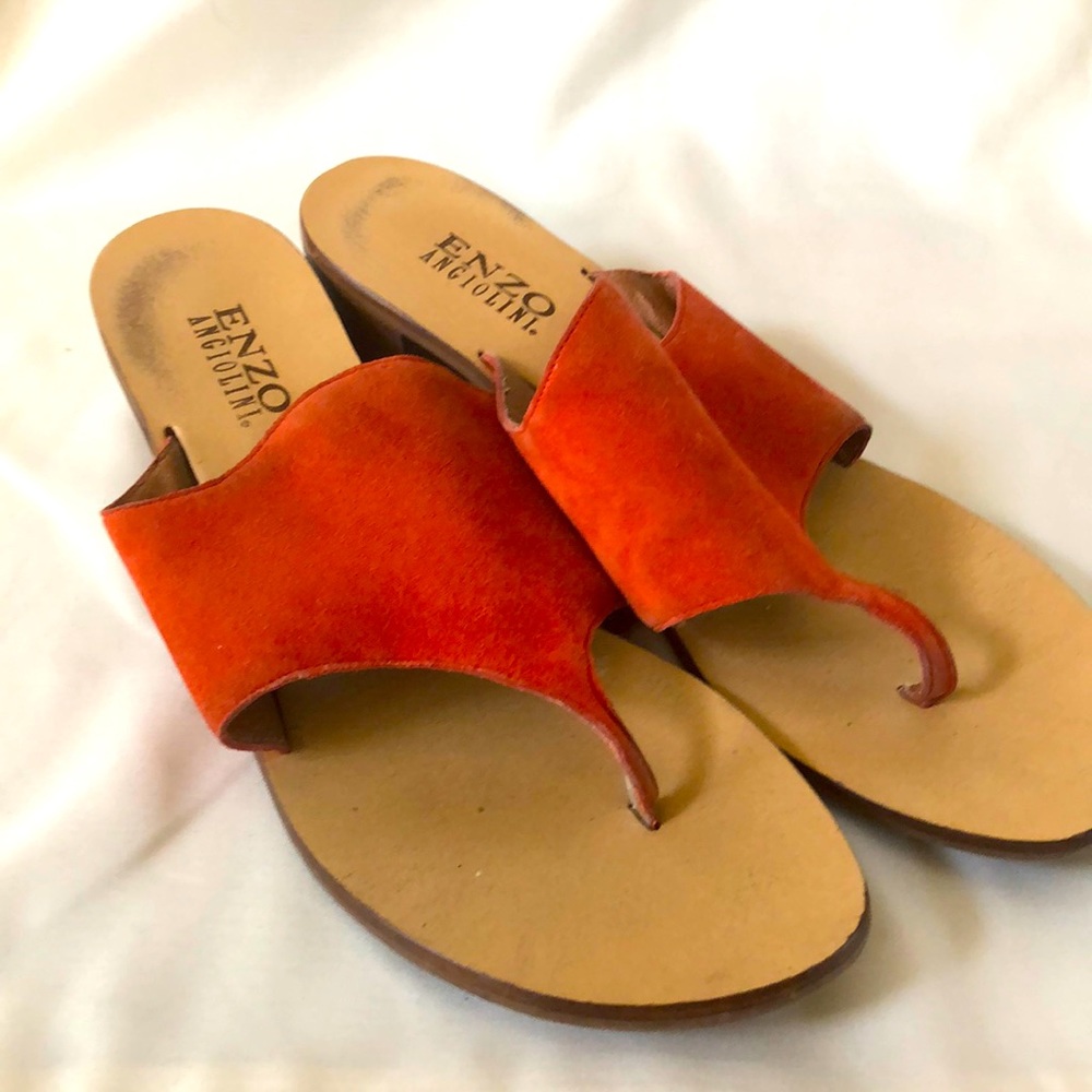 Enzo Angiolini orange suede sandals size 7